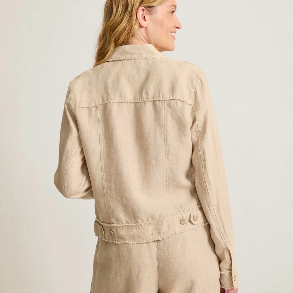 Tommy BahamaTtwin Palms Linen Raw-Edge Jacket in Natural / tan - Picture 8 of 8